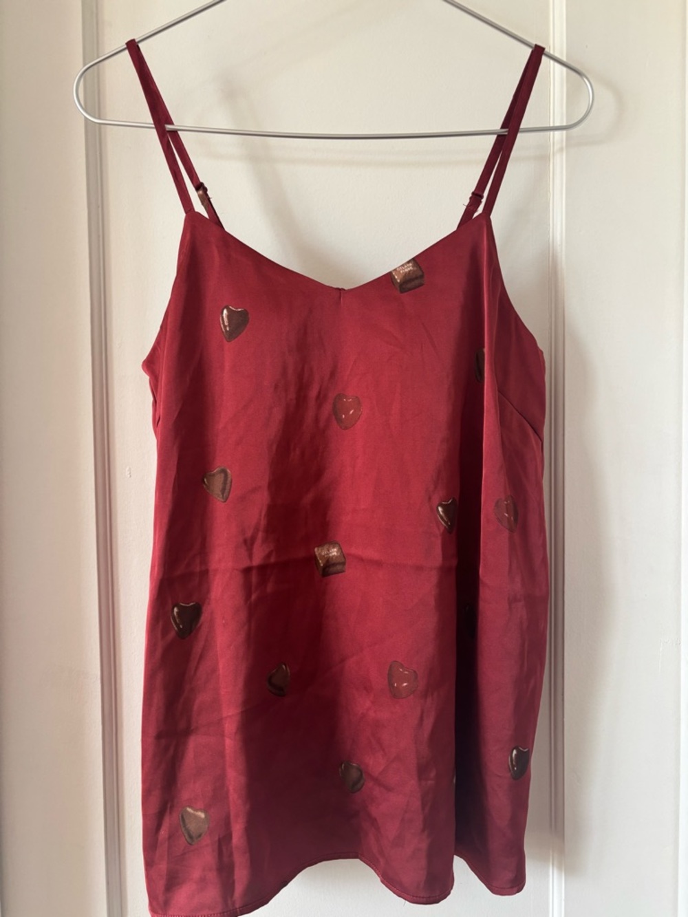 Gelato Pique Red Satin Chocolate Camisole Padded Bra Top Loungewear